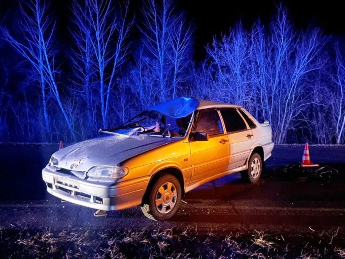 На омской трассе водитель «Лады» сбил велосипедиста